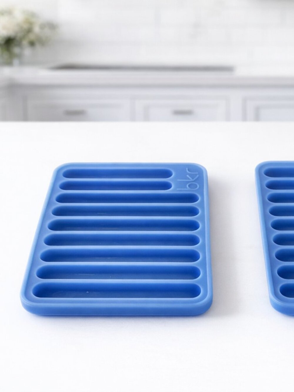 bkr Silicone Ice Cube Tray Set of 2 – Narrow Stick Ice for Water Bottles – Blue